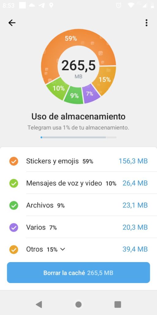 Telegram Vs Whatsapp, gestión de almacenamiento