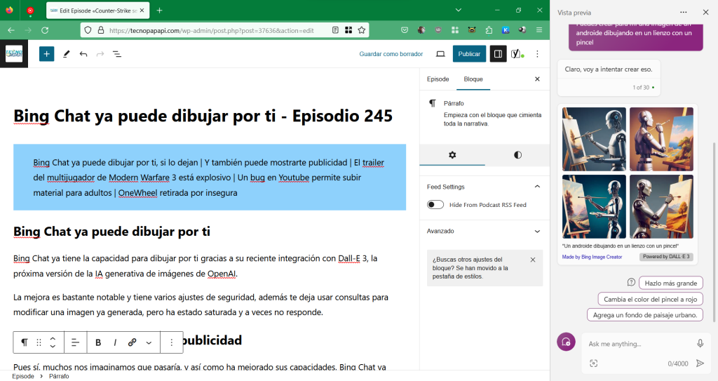 Bing chat ya puede dibujar por ti