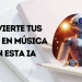 Portada con el título Convierte tus chats en música con esta IA y la imagen de un robot cantando generada por inteligencia artificial