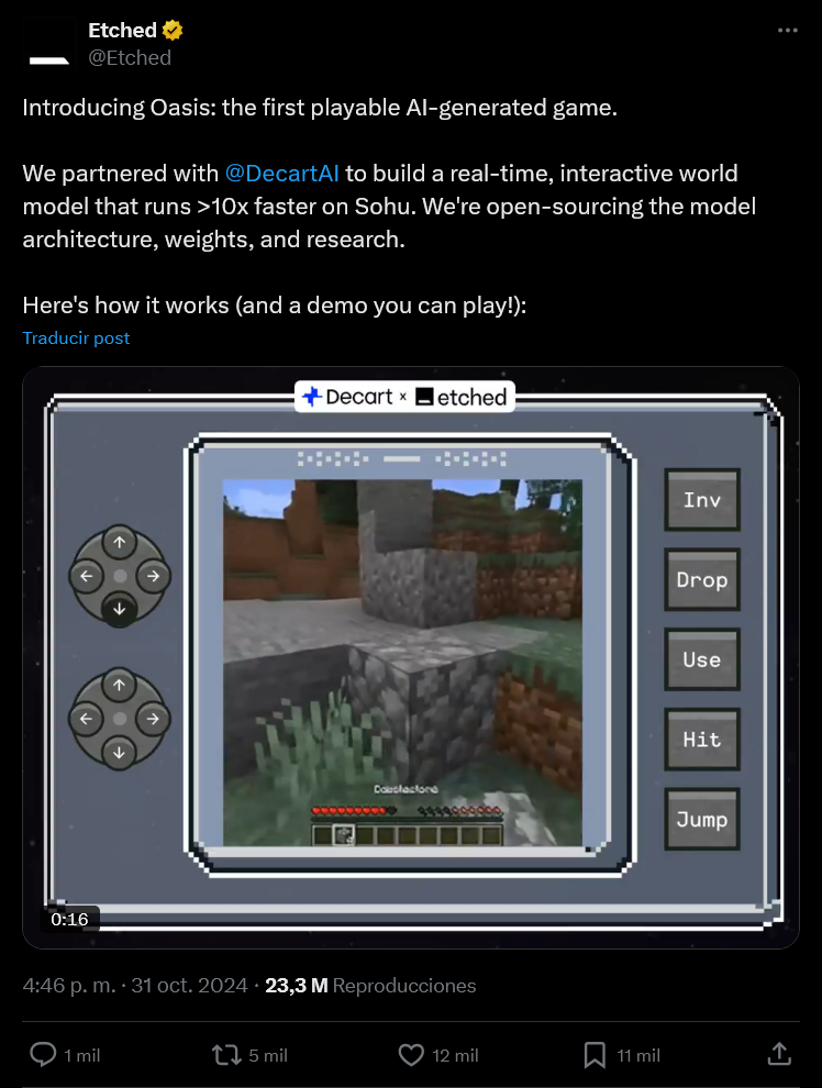 El primer juego generado por Inteligencia Artificial es prácticamente injugable y se parece mucho a un viejo conocido